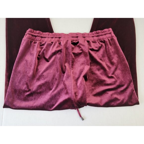 Torrid Women Pants 1 1X Plus Pull On Cropped Velour Burgundy Drawstring BUR17E - Picture 6 of 8